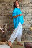 Pia Pillow Cotton Embroidered Tile Classic Shirt Azure
